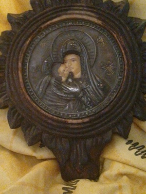 Collectible Panagia Silver Icon used, Panagopoulos workshop