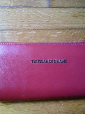 Trussardi Jeans large red leather wallet like new
