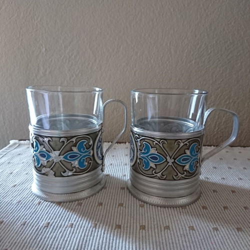 Khorovod glass holder aluminum enamel USSR like new, 1960