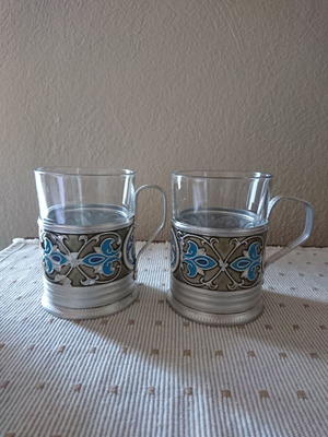 Khorovod glass holder aluminum enamel USSR like new, 1960