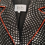 Women's black and white jacket with red piping like new