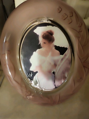 Vintage glass frame with carved heavy glass new