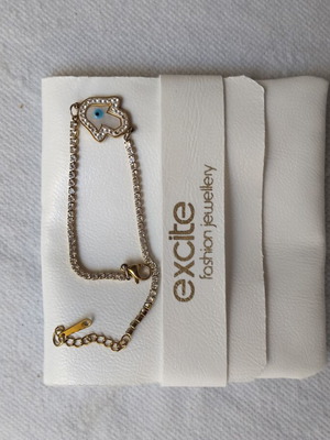 Stainless Steel Bracelet with Hamsa and White Strass, Like New