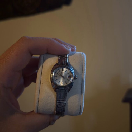 Seiko Hi-Beat automatic watch women's used, white and silver
