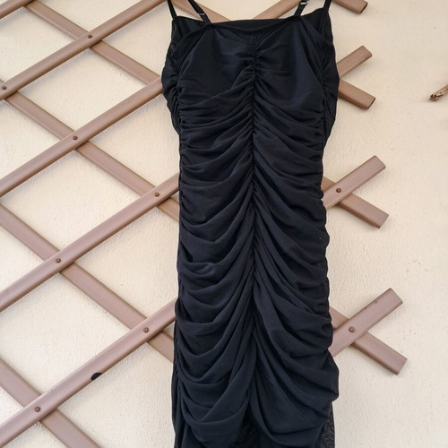 Black ruched strap dress elastic No XS like new Shein