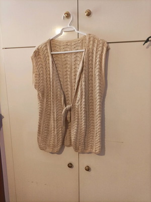 Handmade knitted vest, beige, size L
