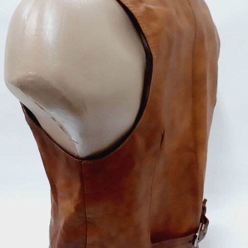 Apollo Leder Design Vintage Leather Vest lambskin size L used, brown