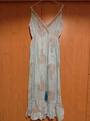 Dress turquoise airy long summer one size new