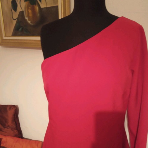 Access dress new with one shoulder red, size 52 Greek