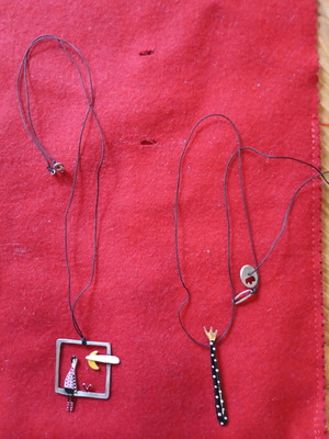 Necklaces two long with details and technique, length 20cm