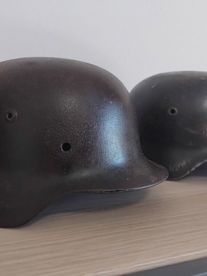 M35 and M40 relic helmets, M1 Greek postwar helmet, Bulgarian M36 helmet, MK4 Fullerphone with headphones
