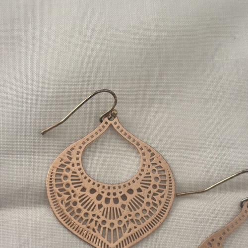Boho rose gold drop earrings used