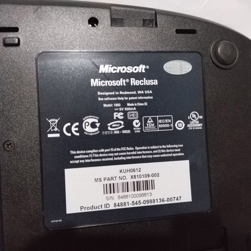 Microsoft Reclusa USB keyboard used with blue backlight and 2 USB ports