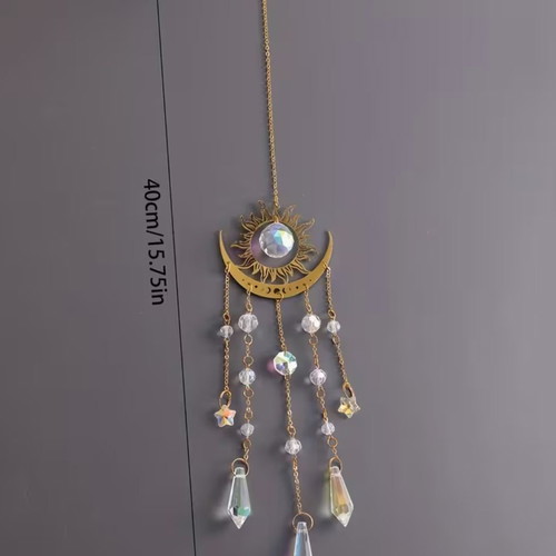 Hanging decoration with crystals new, sun and moon design