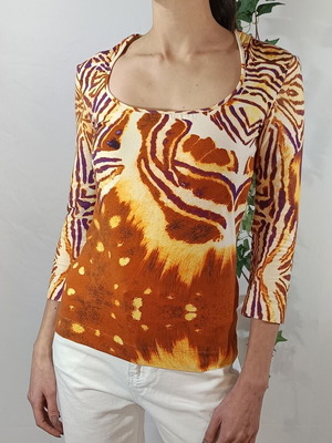 Just Cavalli M tie-dye multicolor top like new, 3/4 sleeve