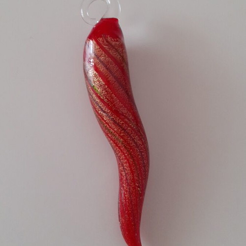 Handmade Italian Cornicello glass pendant 7cm new