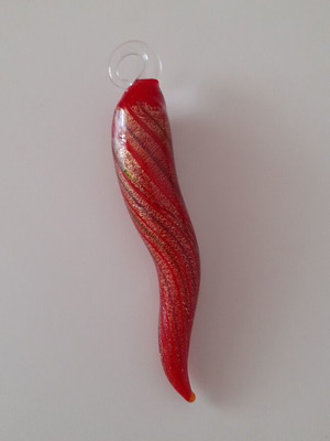 Handmade Italian Cornicello glass pendant 7cm new