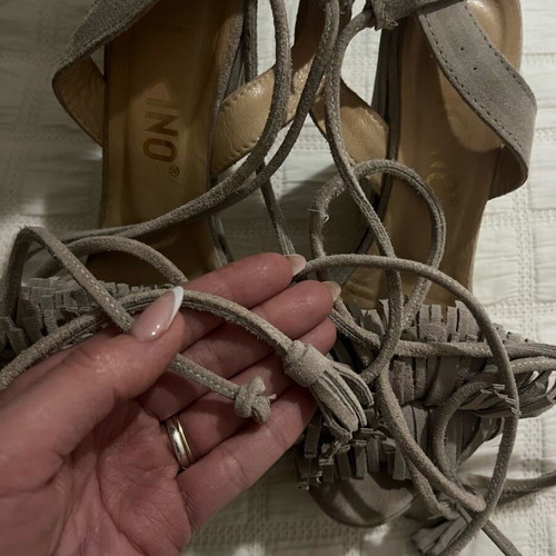 Tucino platform sandals used, natural suede, beige