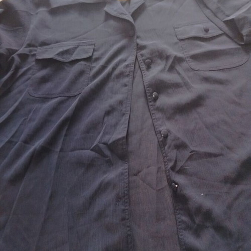 Women's dark blue short-sleeve semi-transparent shirt like new