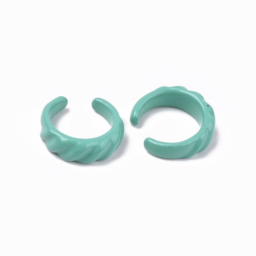 Metal ring new, painted turquoise with spray