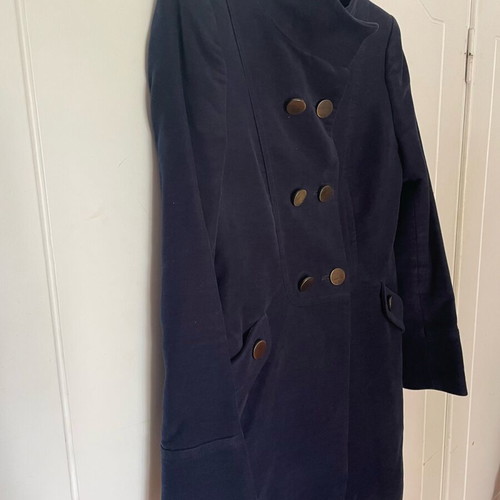 Blue velvet-type coat used, size M