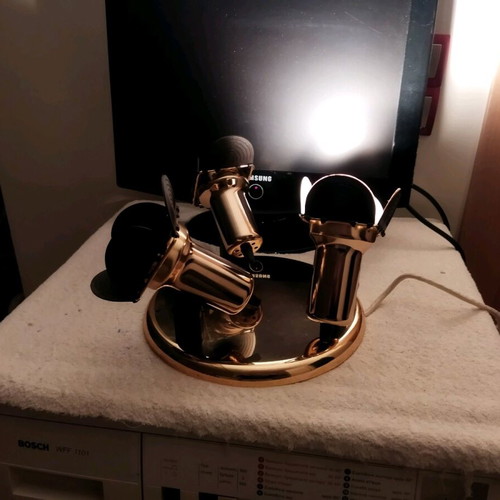 Metal bronze rosettes with 3 lamps like new, set of 2 pieces