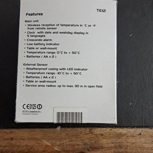 Thermo-Time wireless thermometer used, quartz clock with alarm