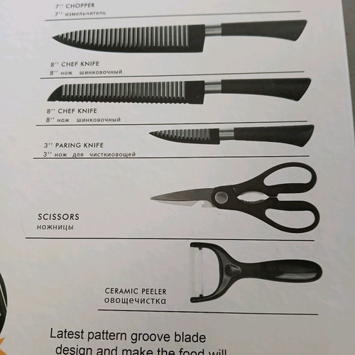 6-Piece Knife Set new with Non-Stick Coating and Ergonomic Handle