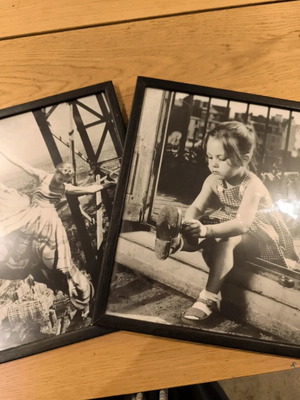Vintage photos used, set of 2 with wooden frames 26x32