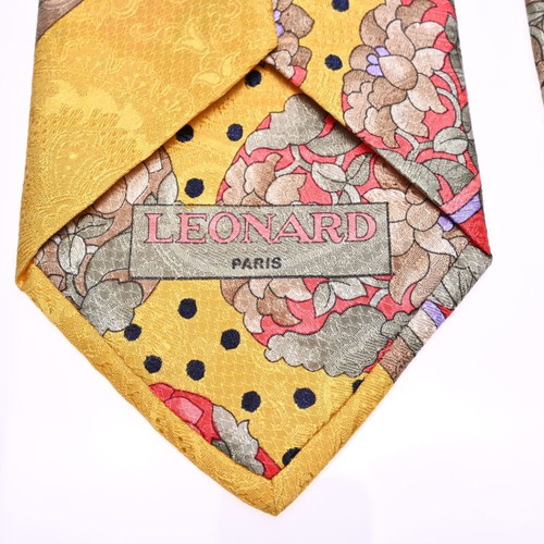 Leonard Paris tie like new, 100% silk, yellow multicolor