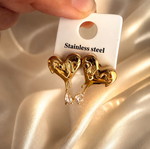 Steel gold heart earrings new, resistant and non-tarnishing