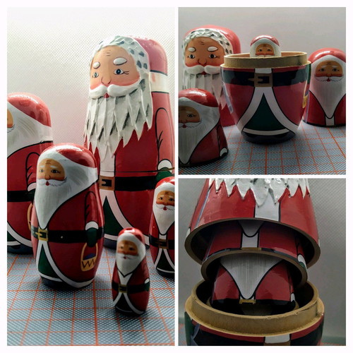 5 Christmas dolls Santa Claus that nest/handmade