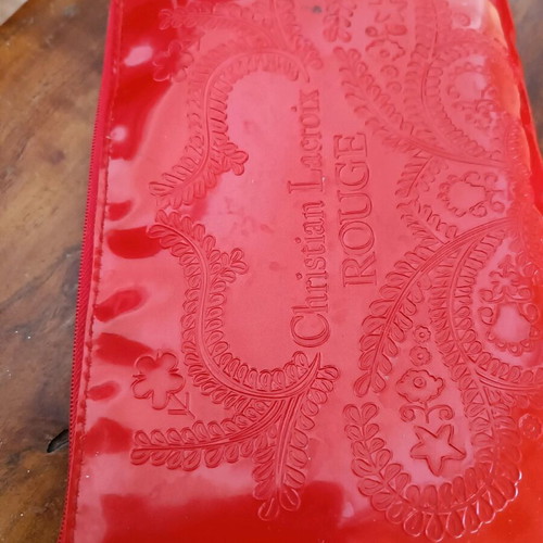 Christian Lacroix red patent leather toiletry bag used