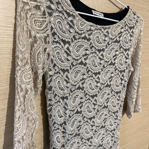Be You beige short fitted dress with lace and back opening like new