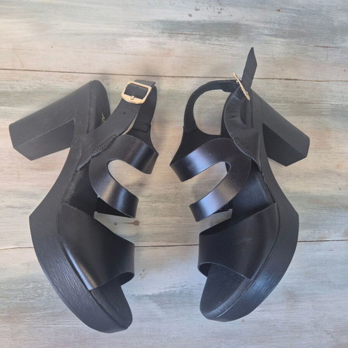 Ragazza leather sandals size 40, new, black, platform heels