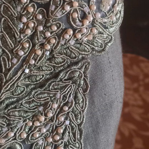 Linen jacket olive green medium