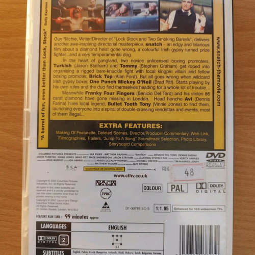 Snatch DVD used, comedy action, widescreen, subtitles