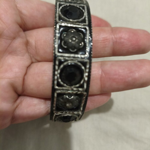Vintage women's bracelet Byzantine boho style like new, black enamel
