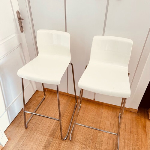 Bar Stool / Bar White with Inox base Brand GLENN 2 PCS