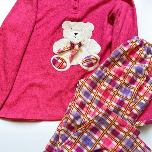 Fleece women's pajama set like new, pink fuchsia, size Small