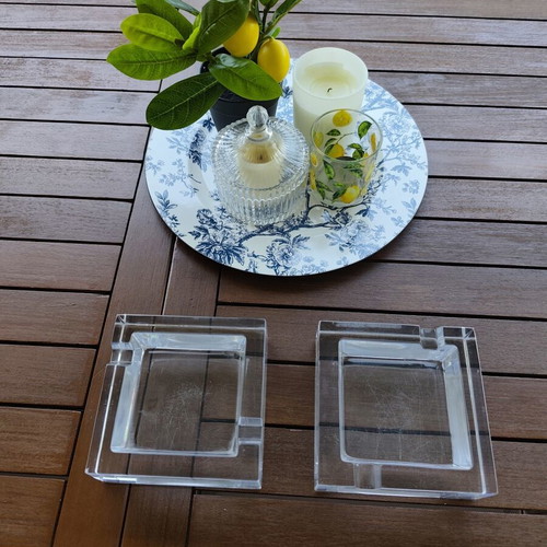 Kosta Boda Prisma Crystal Ashtray Set 2 used
