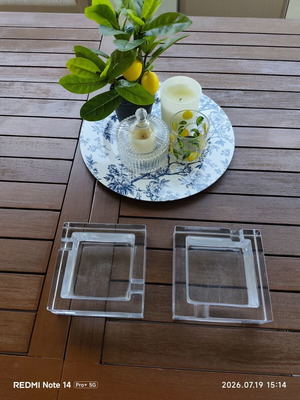 Kosta Boda Prisma Crystal Ashtray Set 2 used