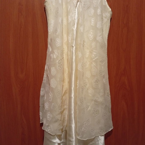 Satin women's nightgown, yellow, size S