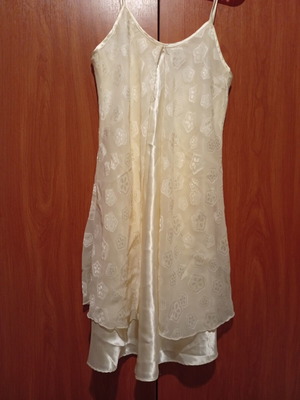 Satin women's nightgown, yellow, size S