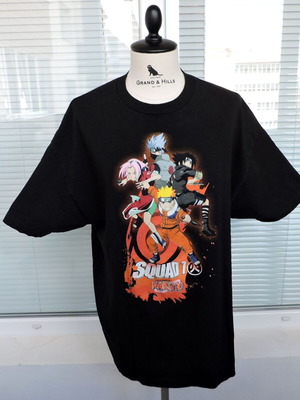 Naruto Squad 7 Manga Series Character Logo Black Tee like new, size XL/XXL