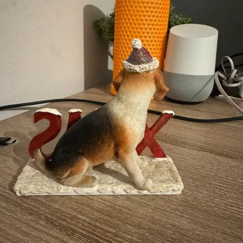 Christmas dog figurine with XMAS decoration