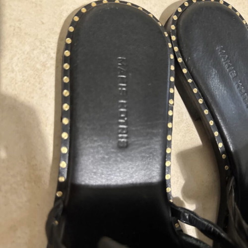 Makis Kotris black flat leather sandals size 39 like new