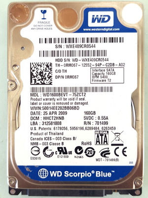Western Digital WD Scorpio Blue HDD SATA 2.5" 160GB