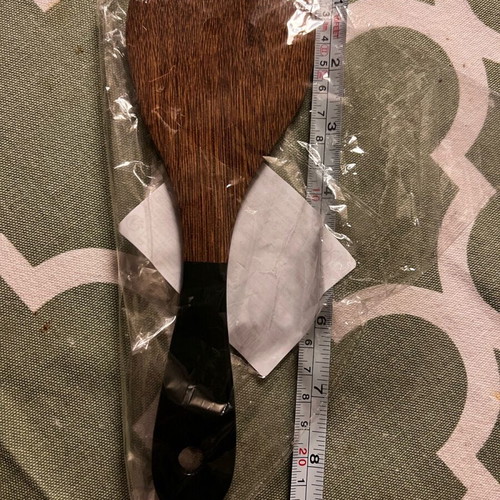 Wooden spoon and spatula new with green handle