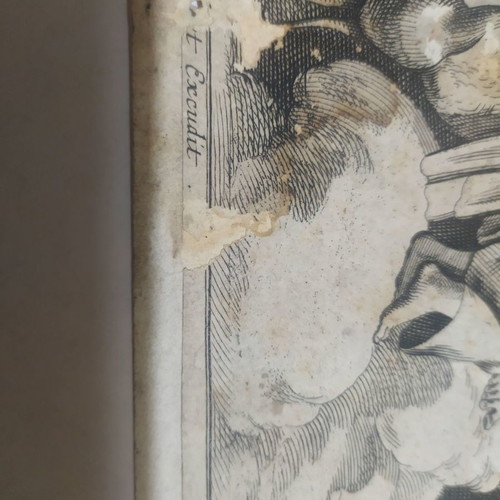 Original woodcut with the gods of Olympus used